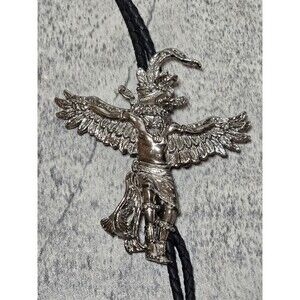 Vintage Southwestern Bolo Tie Pewter Diamond Cut Eagle David Humphrey